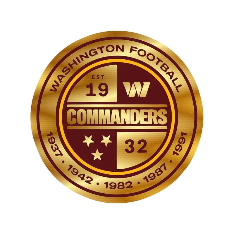 Washington Commanders - White Circle- Gold Chrome Vinyl Sticker - Custom Size