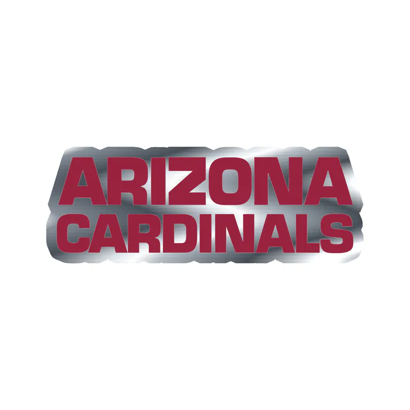 Arizona Cardinals - Big Wording - Silver Chrome Vinyl Sticker - Custom Size