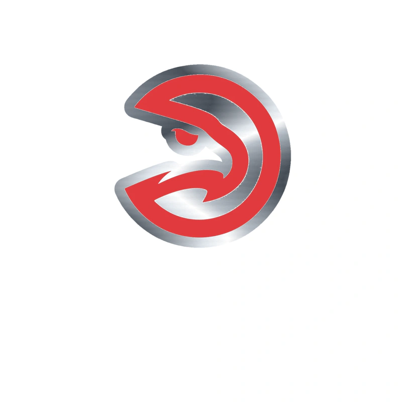 Atlanta Hawks - Red Eagle Circle - Silver Chrome Vinyl Sticker - Custom Size