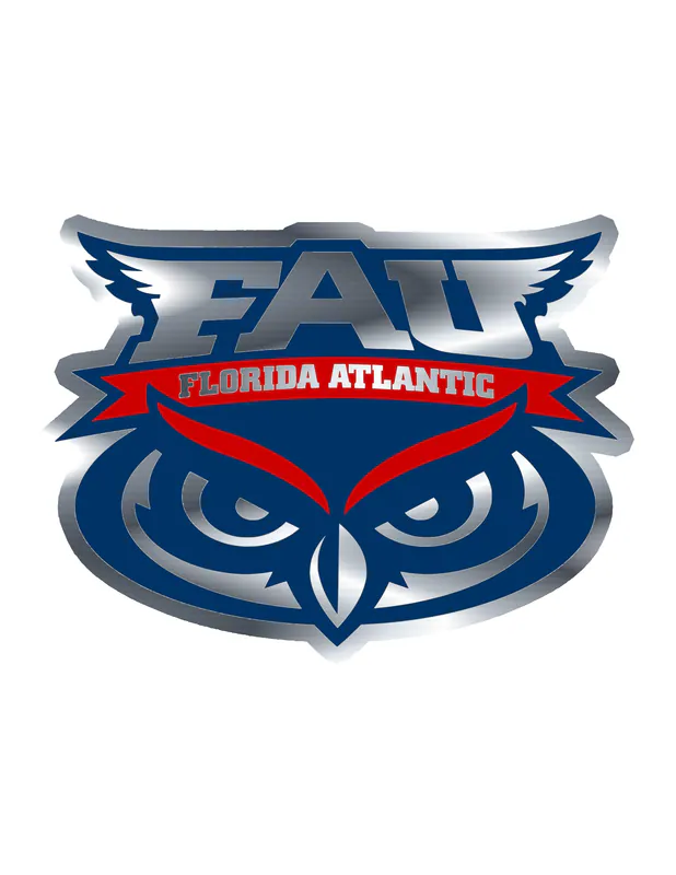 Florida Atlantic Owls - Image 2 - Silver Chrome Vinyl Decal - Custom Size