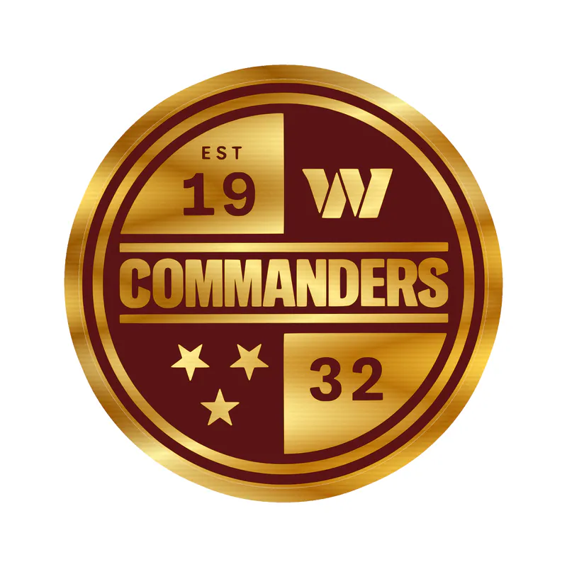 Washington Commanders - Yellow Circle- Gold Chrome Vinyl Sticker - Custom Size