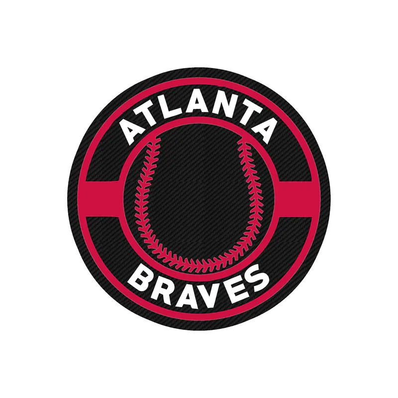 Atlanta Braves - Circle With Baseball - Carbon Fiber Vinyl Sticker - Custom Size