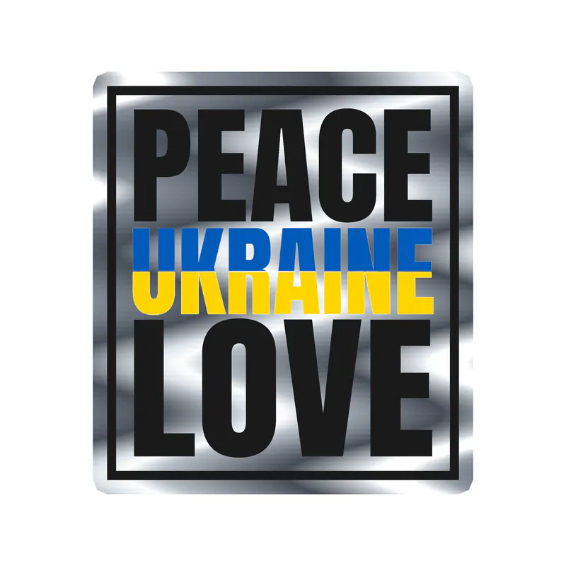 Ukraine Silver Chrome Vinyl Decal - custom size