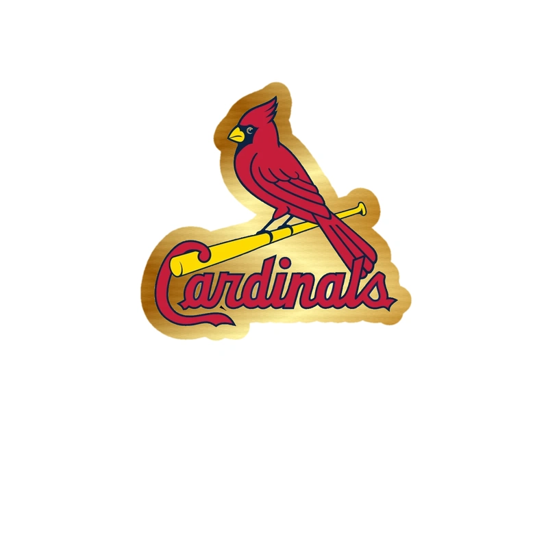 St. Louis Cardinals - Bird With Cardinals - Gold Chrome Vinyl Sticker - Custom Size