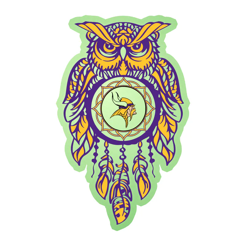 Minnesota Vikings - Owl - Glow in the Dark Vinyl Sticker - Custom Size