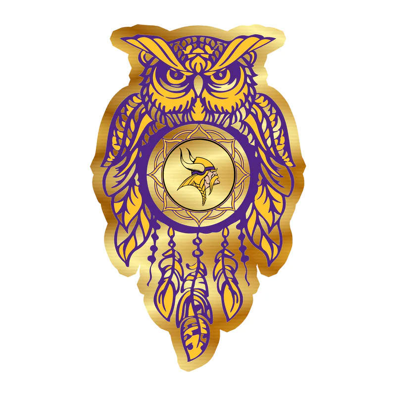 Minnesota Vikings - Owl - Gold Chrome Vinyl Sticker - Custom Size