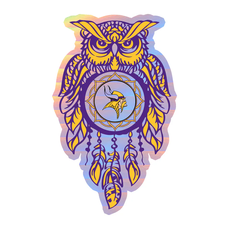 Minnesota Vikings - Owl - Holographic Vinyl Sticker - Custom Size