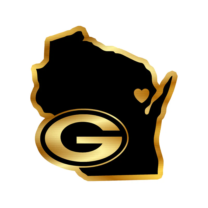 Green Bay Packers - Rectangle - Image 3 - Gold Chrome Vinyl Sticker - Custom Size