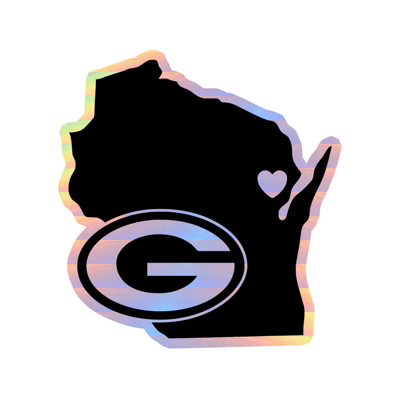 Green Bay Packers - Rectangle - Image 3 - Holographic Vinyl Sticker - Custom Size