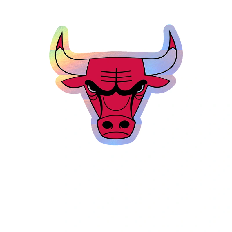 Chicago Bulls - Bull Head - Holographic Vinyl Sticker - Custom Size