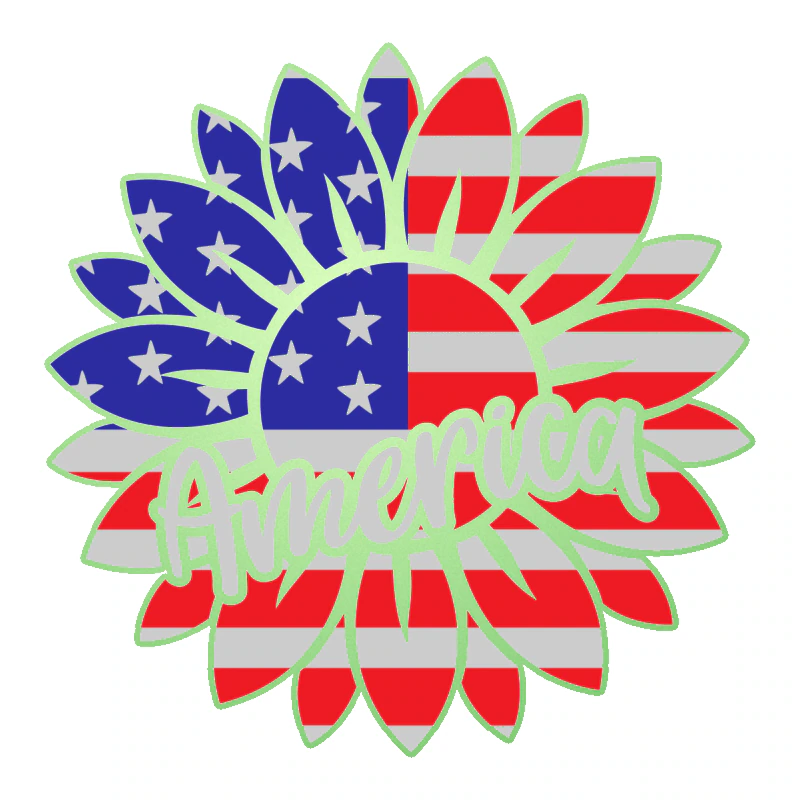 American Sunflower Full Color Vinyl - Glow in the Dark Vinyl Sticker - Custom Size