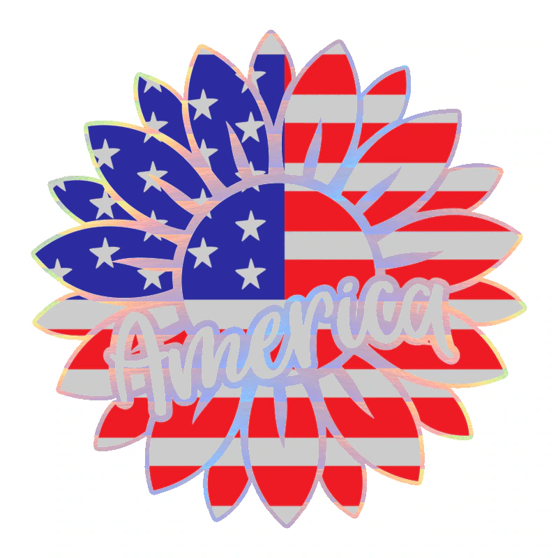 American Sunflower Full Color Vinyl - Holographic Vinyl Sticker - Custom Size