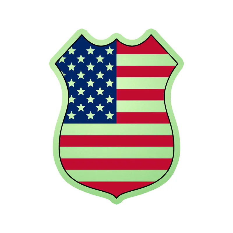 American Flag Shield Glow in the Dark Vinyl Decal - custom size