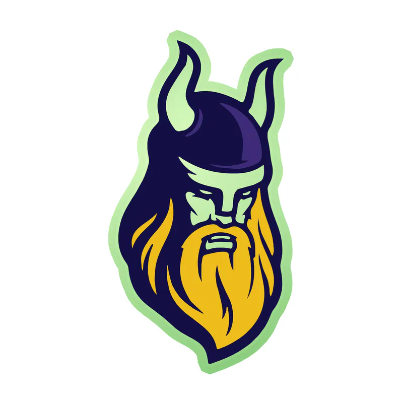 Minnesota Vikings - Purple and Yellow Viking Head - Glow in the Dark Vinyl Sticker - Custom Size