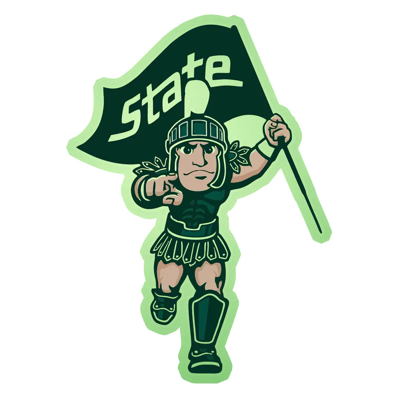 Michigan State Spartans - Running Sparty- Glow in the Dark Vinyl Decal - Custom Size