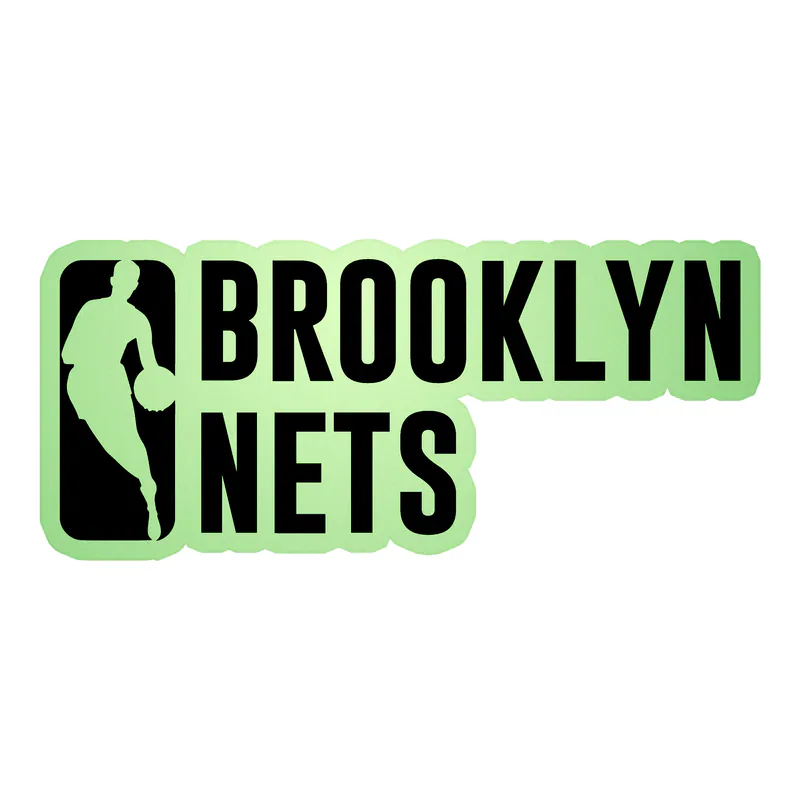 Brooklyn Nets - NBA Logo With Name - Image 2 - Glow in the Dark Vinyl Sticker - Custom Size