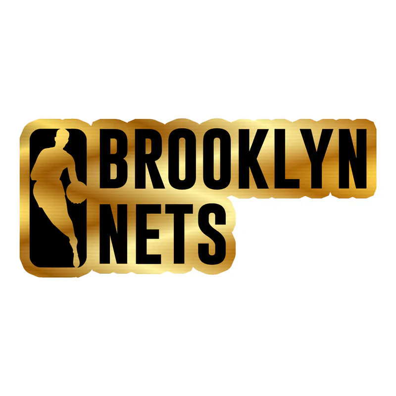 Brooklyn Nets - NBA Logo With Name - Image 2 - Gold Chrome Vinyl Sticker - Custom Size