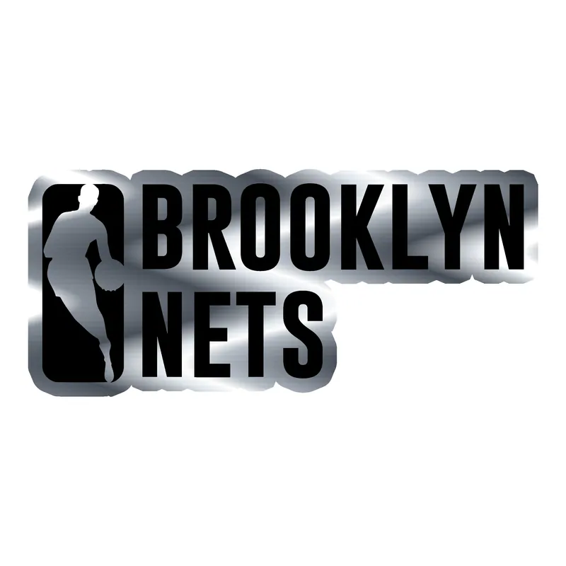 Brooklyn Nets - NBA Logo With Name - Image 2 - Silver Chrome Vinyl Sticker - Custom Size
