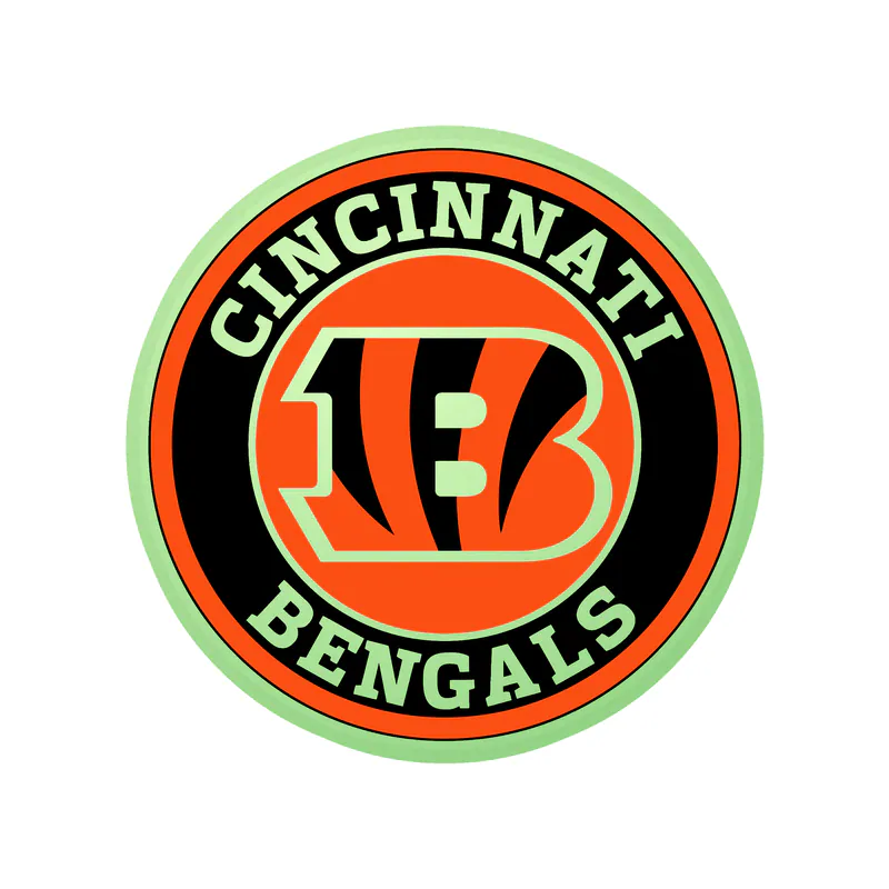 Cincinnati Bengals - Circle with B - Glow in the Dark Vinyl Sticker - Custom Size