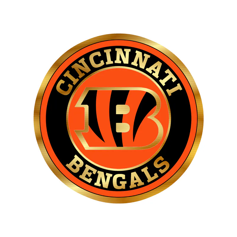 Cincinnati Bengals - Circle with B - Gold Chrome Vinyl Sticker - Custom Size