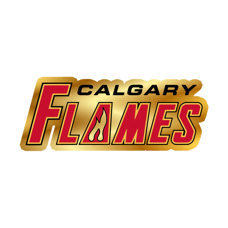 Calgary Flames - Name - Gold Chrome Vinyl Sticker - Custom Size