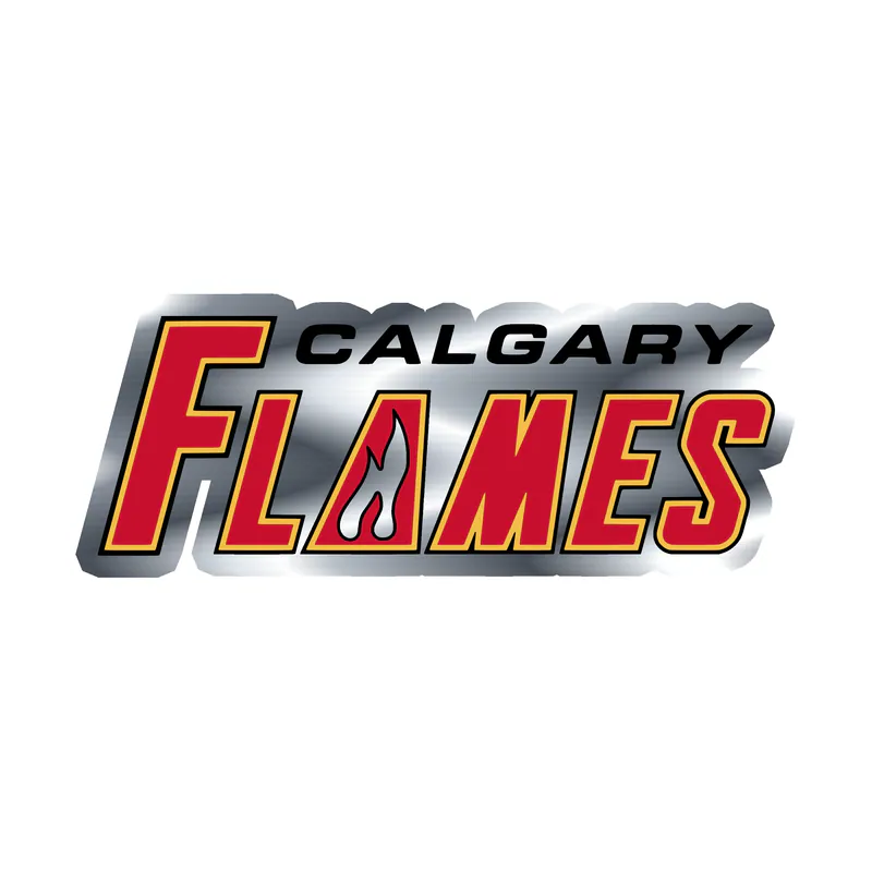 Calgary Flames - Name - Silver Chrome Vinyl Sticker - Custom Size