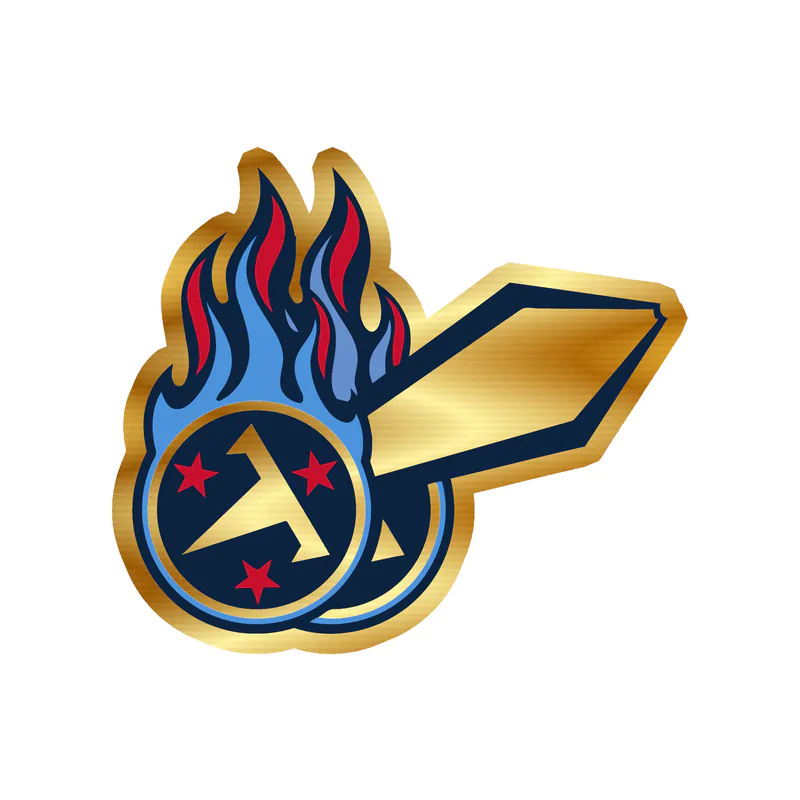 Tennessee Titans - Sword with Logo - Gold Chrome Vinyl Sticker - Custom Size