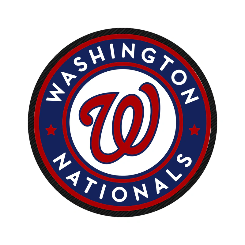 Washington Nationals - Blue And White Circle With Name - Carbon Fiber Vinyl Sticker - Custom Size