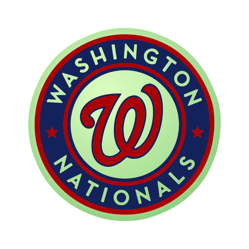 Washington Nationals - Blue And White Circle With Name - Glow in the Dark Vinyl Sticker - Custom Size