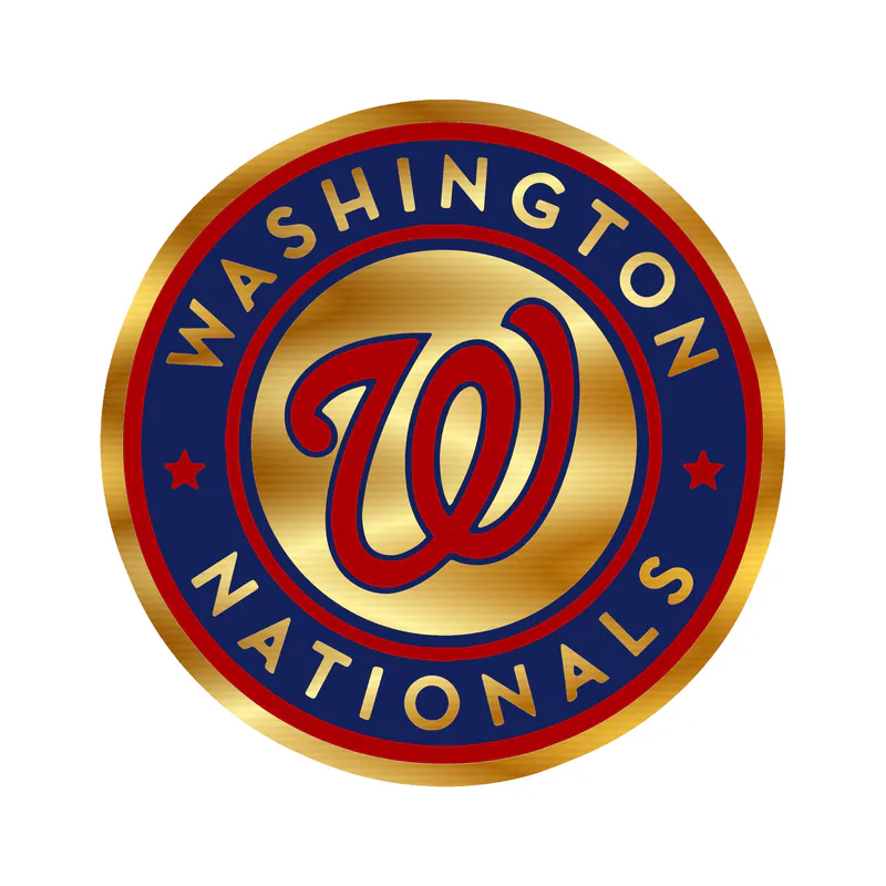 Washington Nationals - Blue And White Circle With Name - Gold Chrome Vinyl Sticker - Custom Size