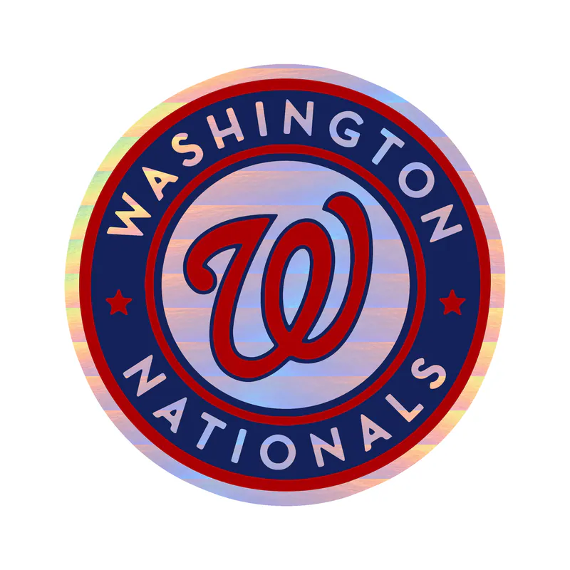 Washington Nationals - Blue And White Circle With Name - Holographic Vinyl Sticker - Custom Size