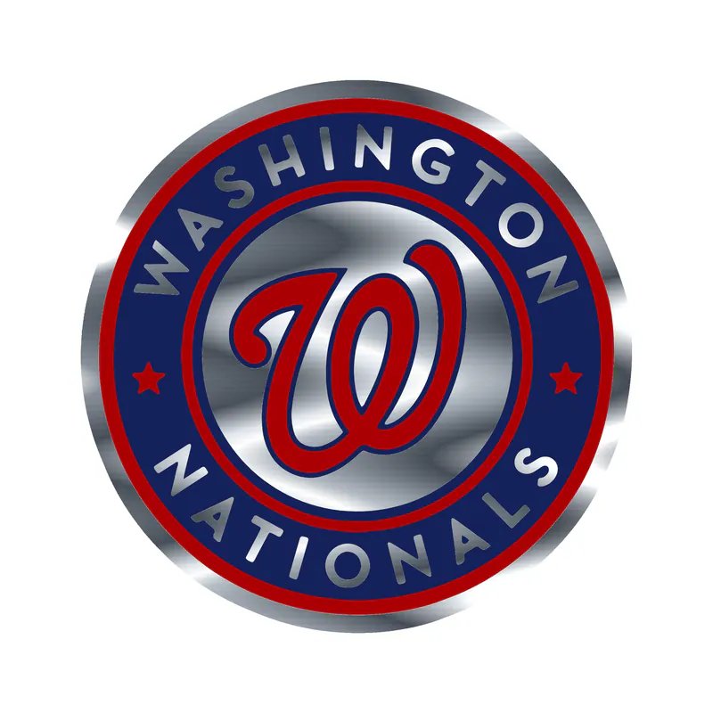 Washington Nationals - Blue And White Circle With Name - Silver Chrome Vinyl Sticker - Custom Size