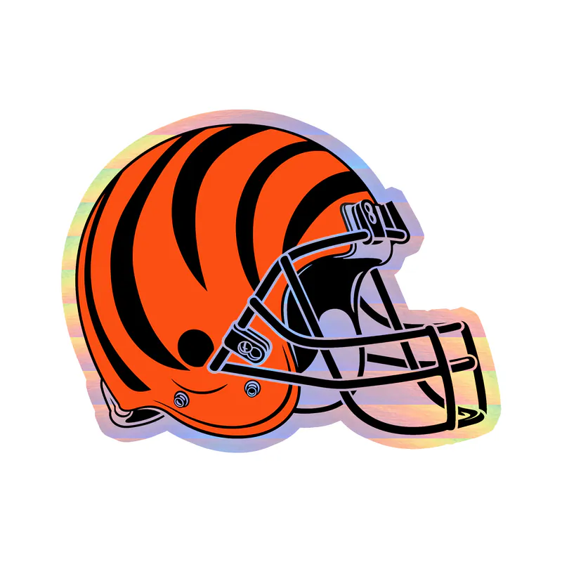 Cincinnati Bengals - Tiger Stripes Helmet - Holographic Vinyl Sticker - Custom Size