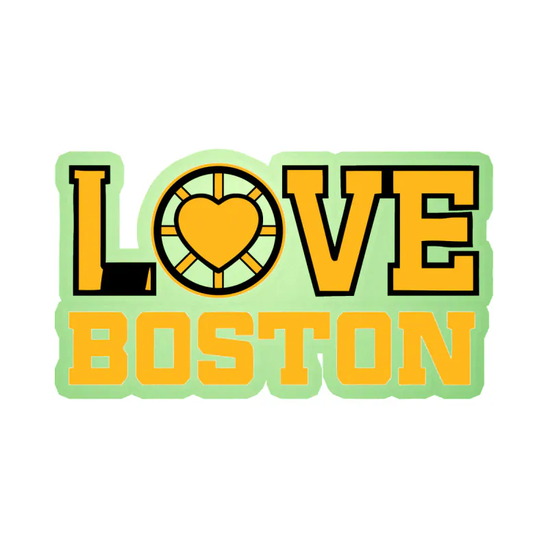 Boston Bruins - LOVE- Glow in the Dark Vinyl Sticker - Custom Size