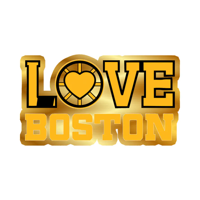 Boston Bruins - LOVE- Gold Chrome Vinyl Sticker - Custom Size