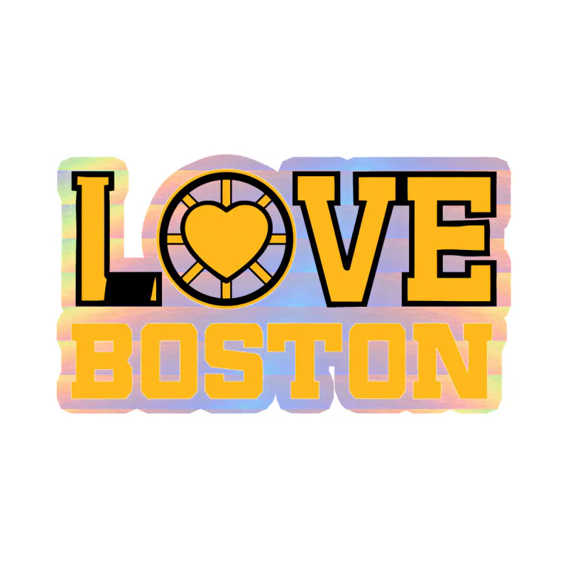 Boston Bruins - LOVE- Holographic Vinyl Sticker - Custom Size