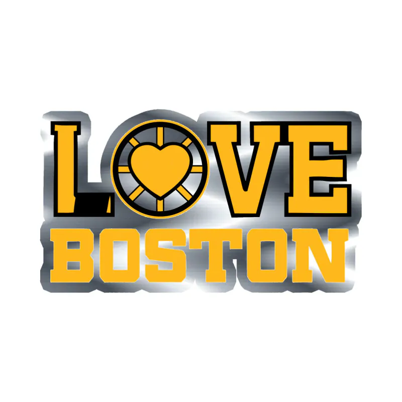 Boston Bruins - LOVE- Silver Chrome Vinyl Sticker - Custom Size