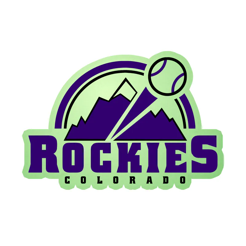Colorado Rockies - Purple Rockies With Mountain - Glow in the Dark Vinyl Sticker - Custom Size