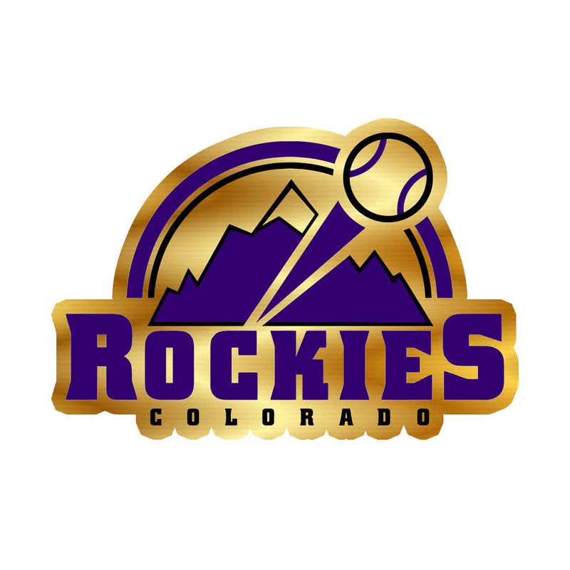 Colorado Rockies - Purple Rockies With Mountain - Gold Chrome Vinyl Sticker - Custom Size