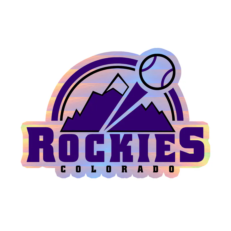Colorado Rockies - Purple Rockies With Mountain - Holographic Vinyl Sticker - Custom Size