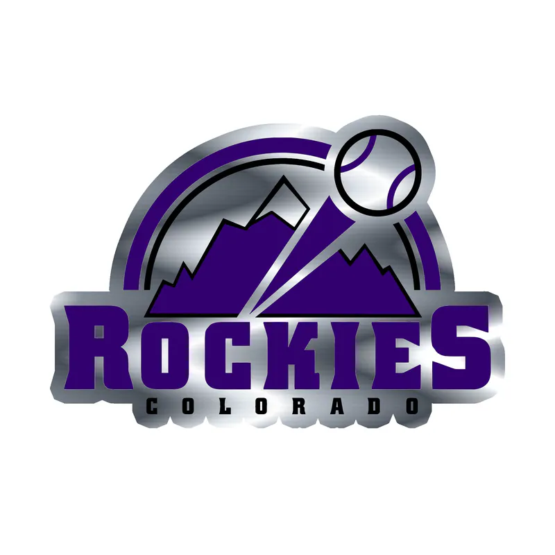 Colorado Rockies - Purple Rockies With Mountain - Silver Chrome Vinyl Sticker - Custom Size
