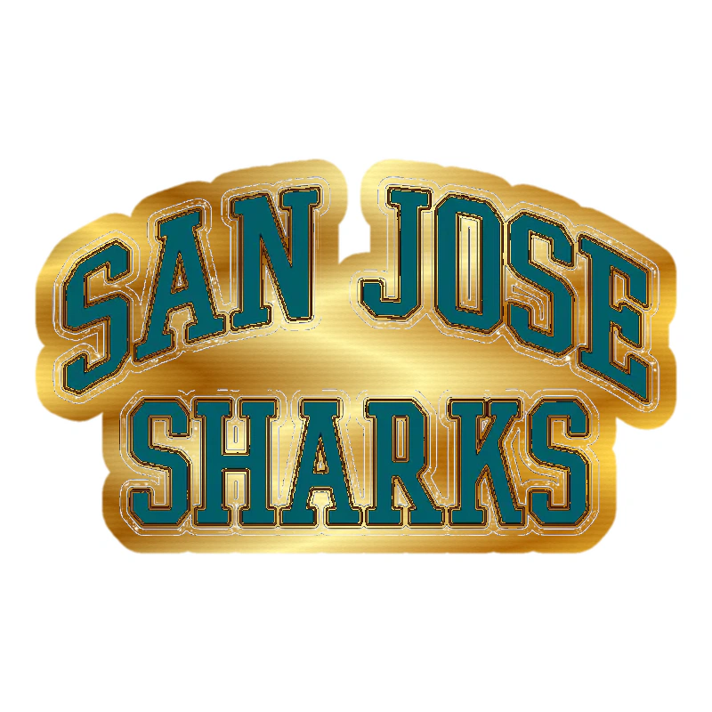 San Jose Sharks - Name -Gold Chrome Vinyl Sticker - Custom Size