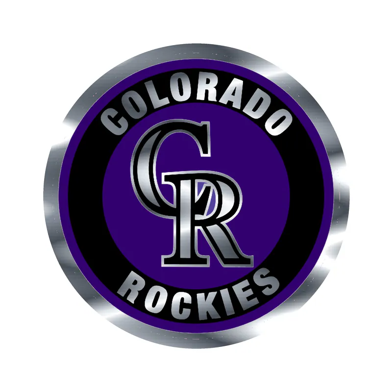 Colorado Rockies - Black and Purple Circle - Silver Chrome Vinyl Sticker - Custom Size