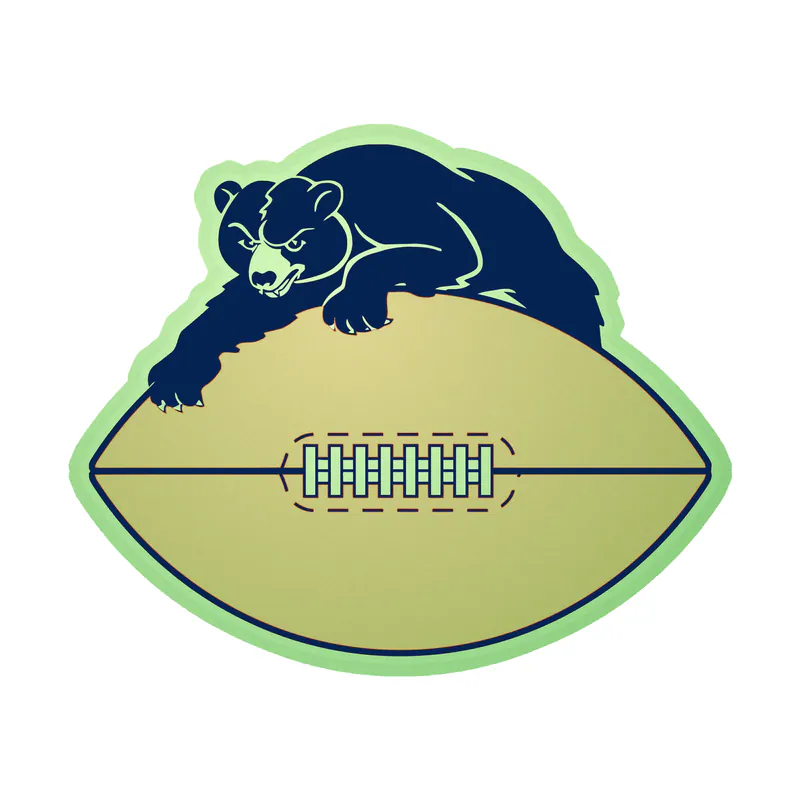 Chicago Bears - Bear on Football 2 - Glow in the Dark Vinyl Sticker - Custom Size