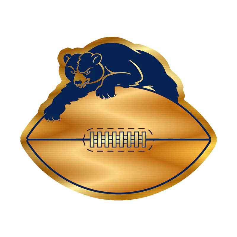 Chicago Bears - Bear on Football 2 - Gold Chrome Vinyl Sticker - Custom Size