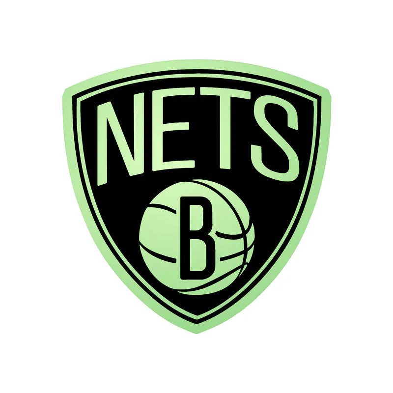 Brooklyn Nets - Basketball With Nets - Glow in the Dark Vinyl Sticker - Custom Size