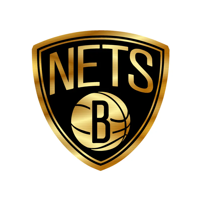 Brooklyn Nets - Basketball With Nets - Gold Chrome Vinyl Sticker - Custom Size