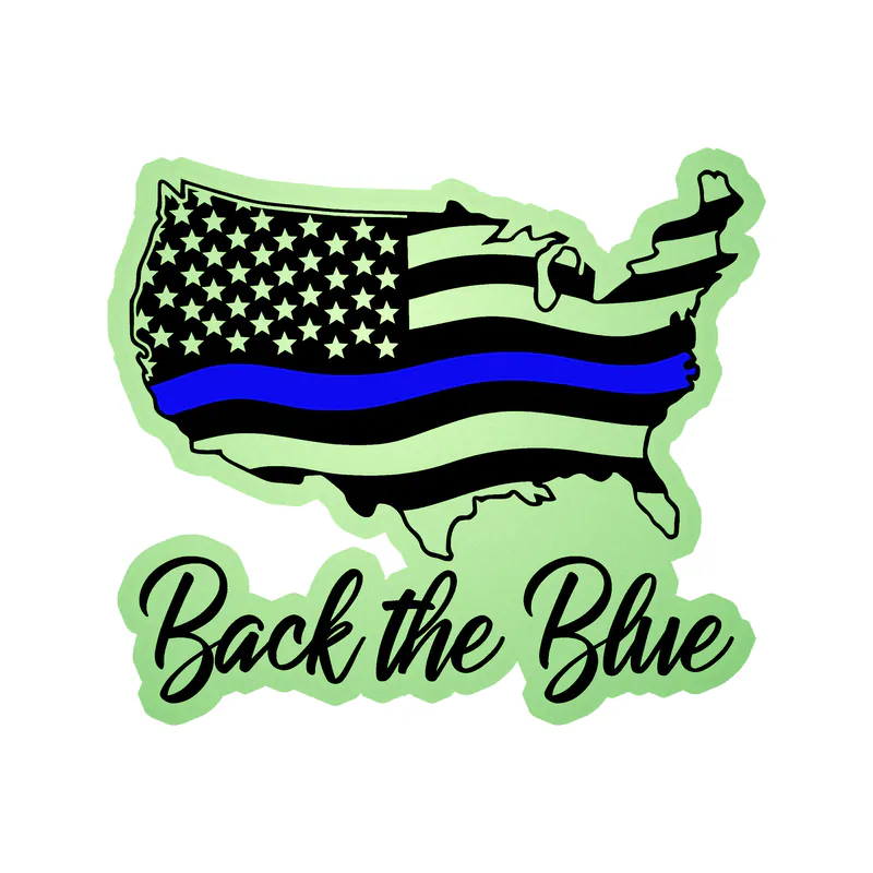 Back The Blue Flag - Glow in the Dark Vinyl Decal - custom size