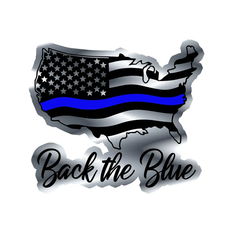 Back The Blue Flag - Silver Chrome Vinyl Decal - custom size