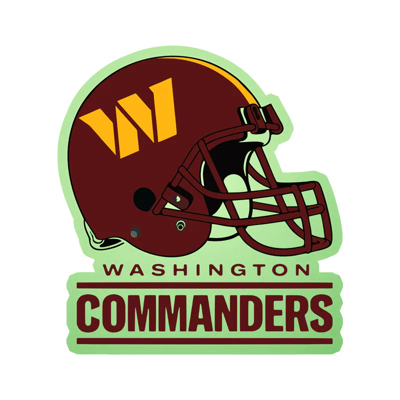 Washington Commanders - Helmet with Name- Glow in the Dark Vinyl Sticker - Custom Size